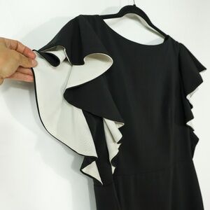 ASOS black & white flutter sleeve dress